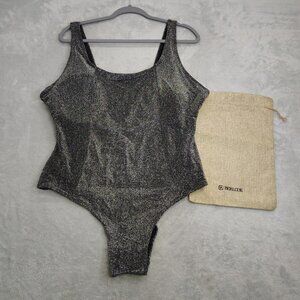 Berlook Black Glitter Lurex One Piece Swim Suit Size 22 New